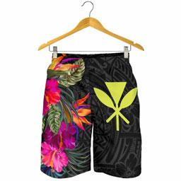 Hawaii Men Shorts - Hibiscus Polynesian Pattern