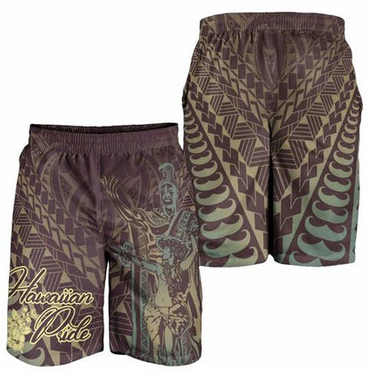 Hawaii Men Shorts - King Of Hawaii With Hawaiian Girls Brown Version
