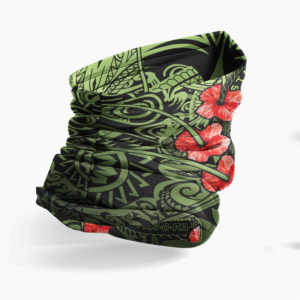 Hawaii Neck Gaiter - Green Pattern Plumeria
