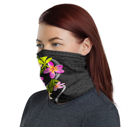Hawaii Neck Gaiter - Plumeria Tattoo Pink Gold