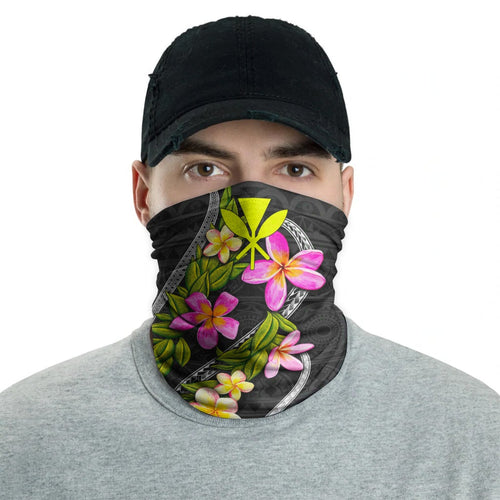 Hawaii Neck Gaiter - Plumeria Tattoo Pink Gold