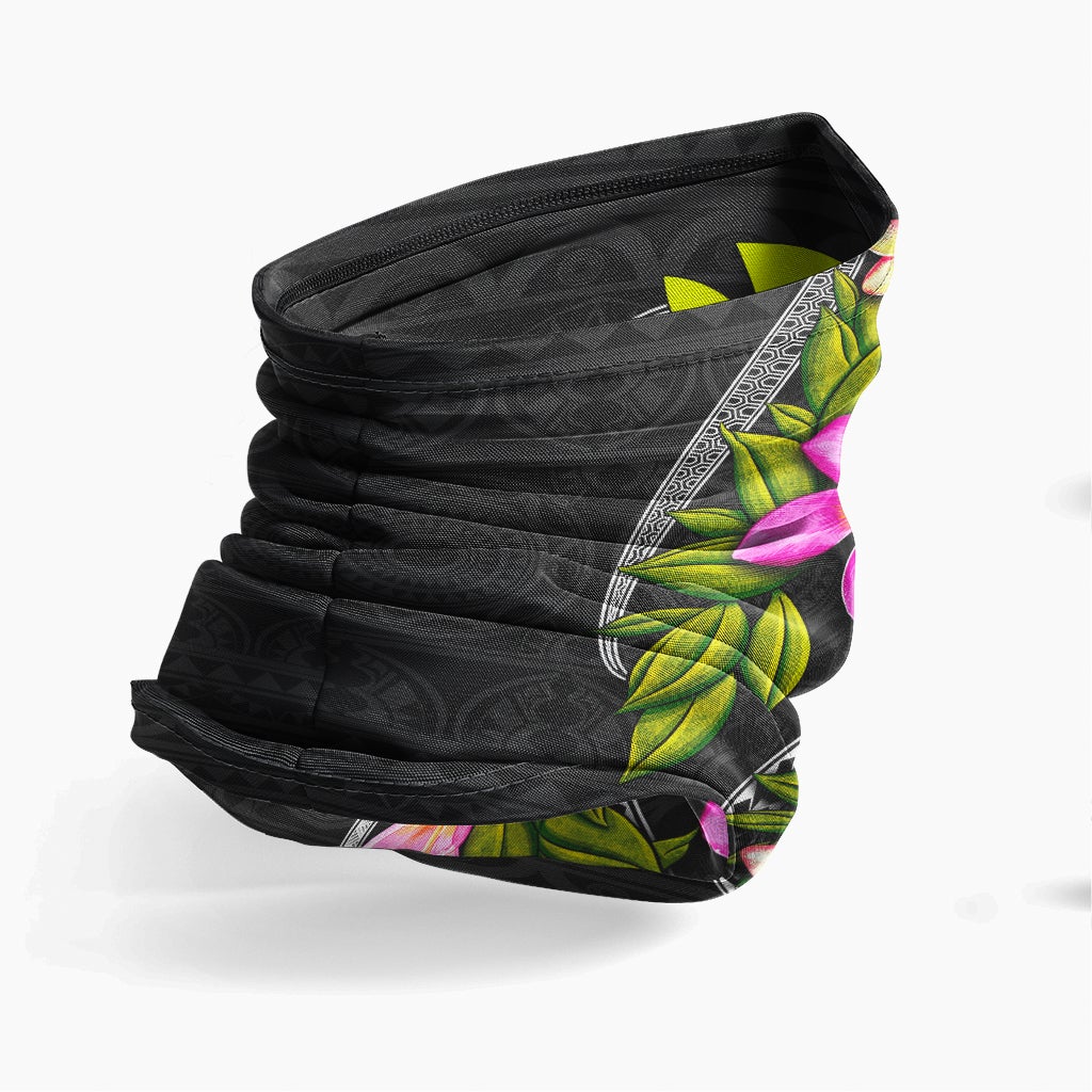 Hawaii Neck Gaiter - Plumeria Tattoo Pink Gold