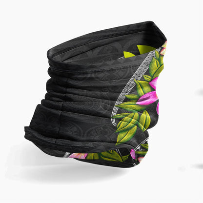 Hawaii Neck Gaiter - Plumeria Tattoo Pink Gold