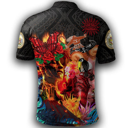 Hawaii Pele and Maui Polo Shirt - Maui and Pele Create Hawaii Polynesian Polo Shirt