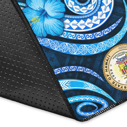 Hawaii Personalised Area Rug -Turtle and Tribal Tattoo Of Polynesian