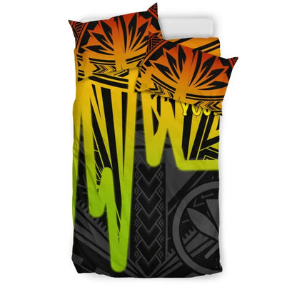 Hawaii Personalised Bedding Set - Kanaka Maoli With Polynesian Pattern In Heartbeat Style (Reggae)