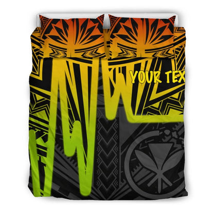 Hawaii Personalised Bedding Set - Kanaka Maoli With Polynesian Pattern In Heartbeat Style (Reggae)
