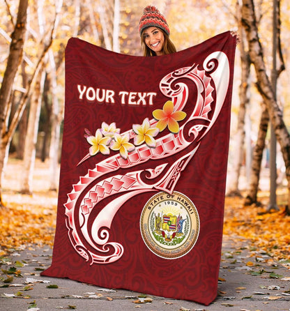 Hawaii Personalised  Premium Blanket - Hawaii Seal Polynesian Patterns Plumeria