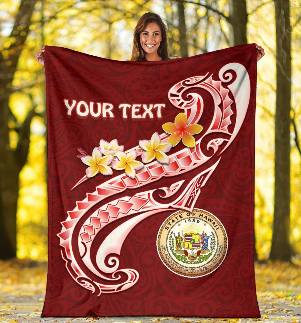 Hawaii Personalised  Premium Blanket - Hawaii Seal Polynesian Patterns Plumeria