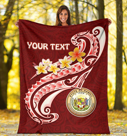 Hawaii Personalised  Premium Blanket - Hawaii Seal Polynesian Patterns Plumeria