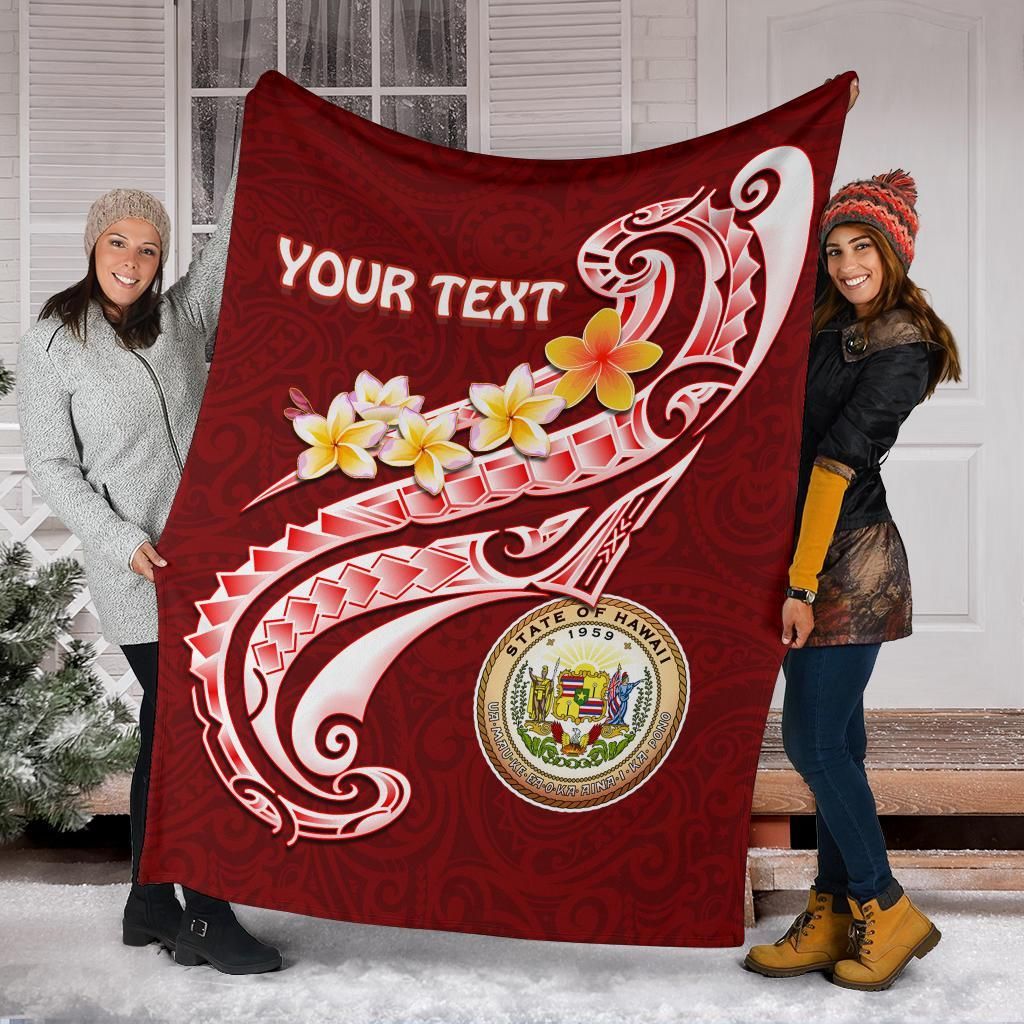 Hawaii Personalised  Premium Blanket - Hawaii Seal Polynesian Patterns Plumeria