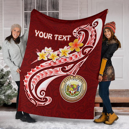 Hawaii Personalised  Premium Blanket - Hawaii Seal Polynesian Patterns Plumeria