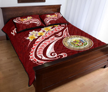 Hawaii Personalised Quilt Bed Set - Hawaii Seal Polynesian Patterns Plumeria