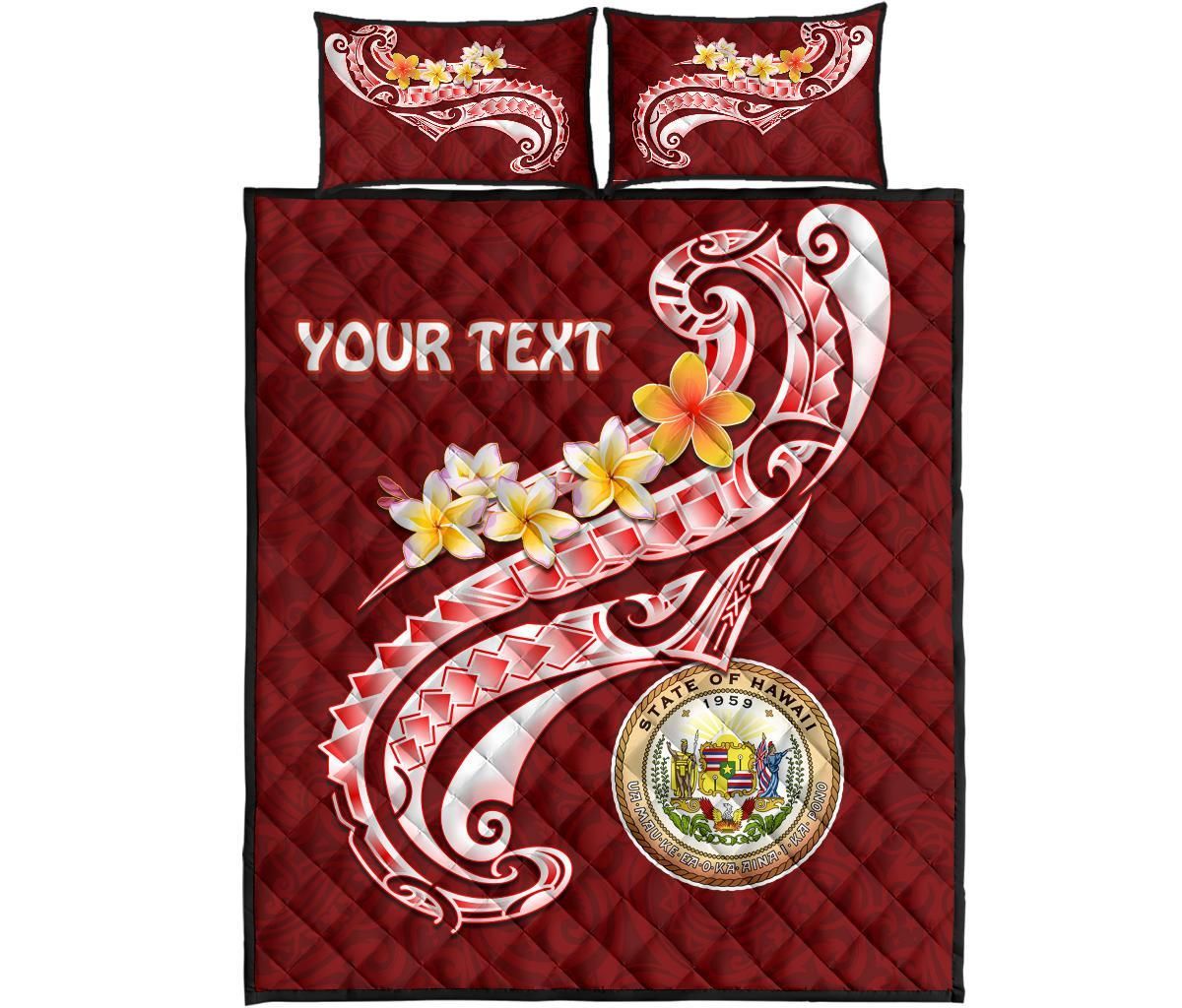 Hawaii Personalised Quilt Bed Set - Hawaii Seal Polynesian Patterns Plumeria