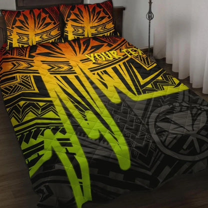 Hawaii Personalised Quilt Bed Sets - Kanaka Maoli With Polynesian Pattern In Heartbeat Style (Reggae)