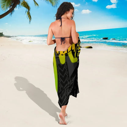 Hawaii Personalised Sarongs -  Kanaka Maoli With Polynesian Pattern In Heartbeat Style (Reggae)
