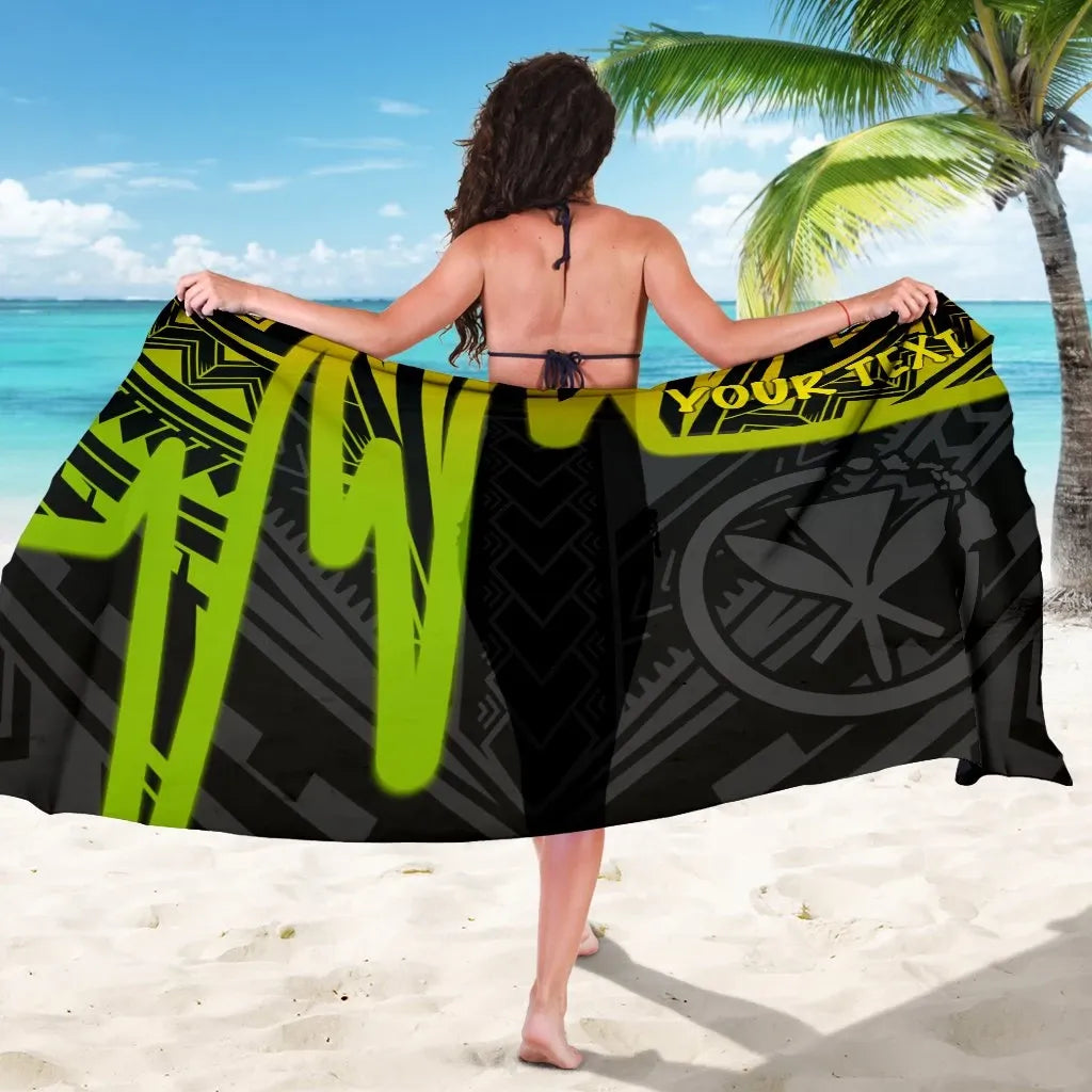 Hawaii Personalised Sarongs -  Kanaka Maoli With Polynesian Pattern In Heartbeat Style (Reggae)