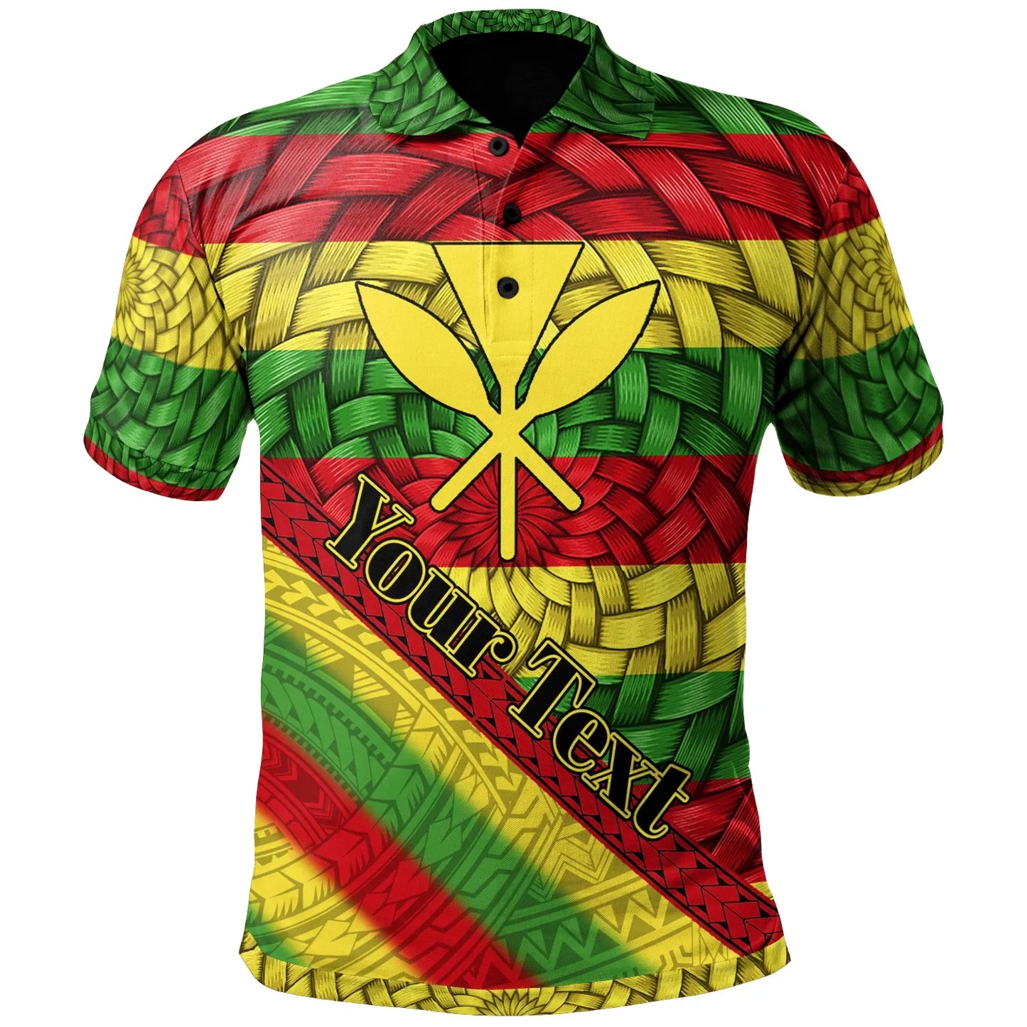 Hawaii Polo Shirt - Custom Personalised Kanaka Maoli Flag With Bamboo Patterns