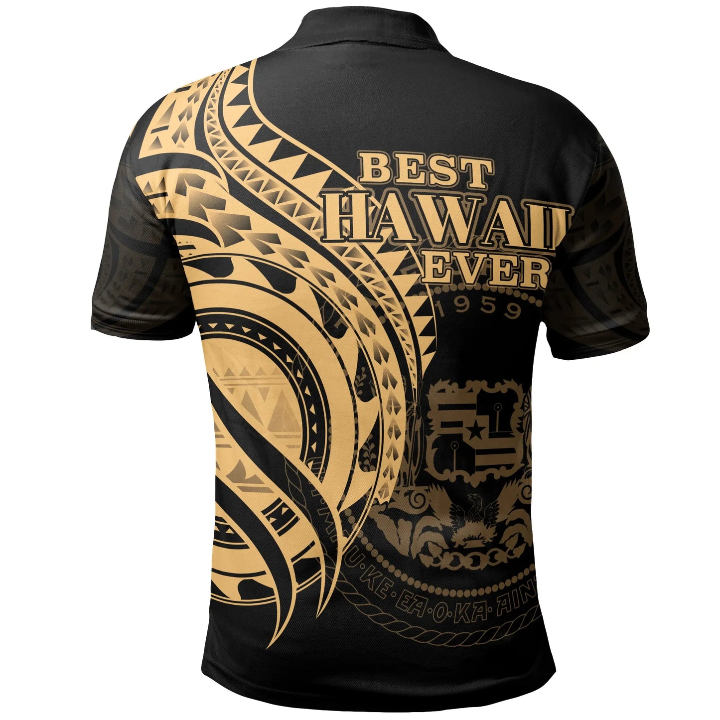 Hawaii Polo Shirt - Gold Color Polynesian Patterns Best Hawaii Ever