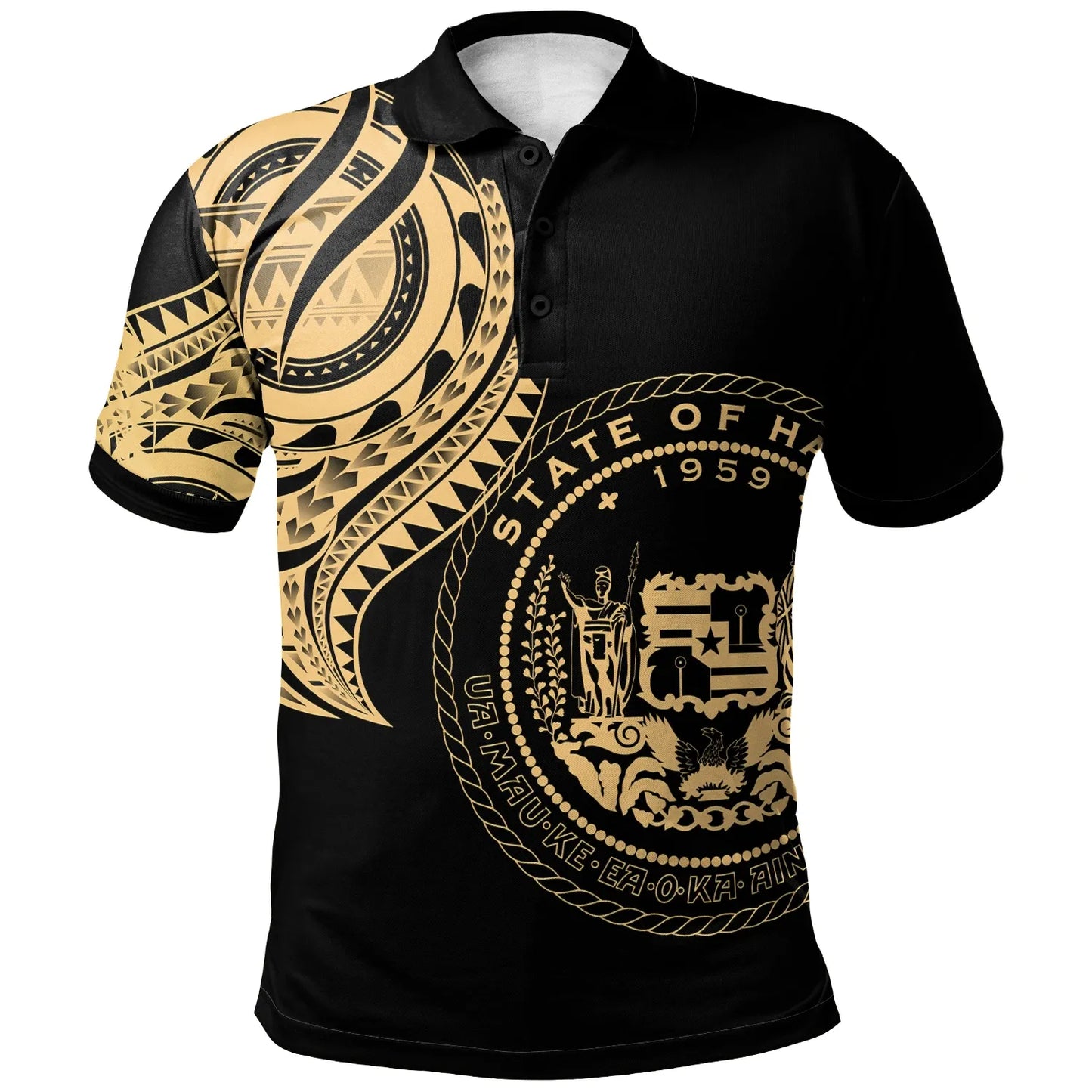 Hawaii Polo Shirt - Hawaii Tatau Gold Patterns