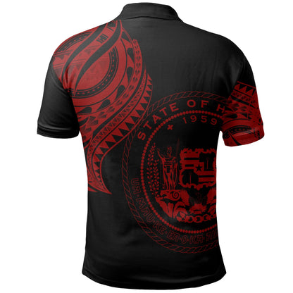 Hawaii Polo Shirt - Hawaii Tatau Red Patterns