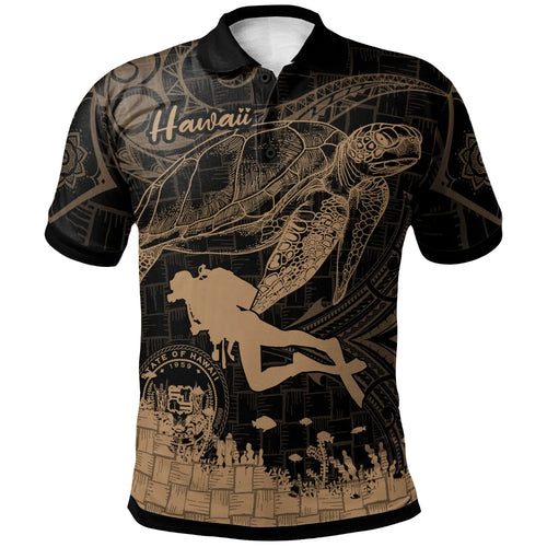 Hawaii Polo Shirt - Scuba Diving With Turtle
