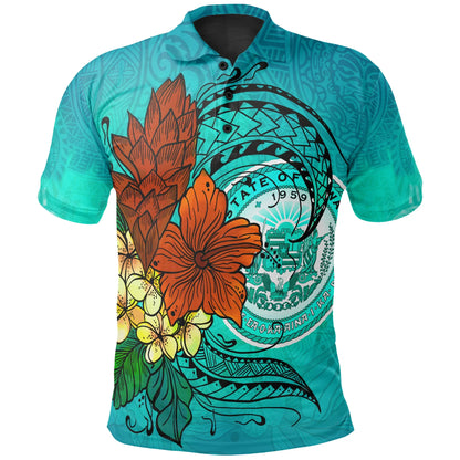 Hawaii Polo Shirt - Tropical Flowers Style