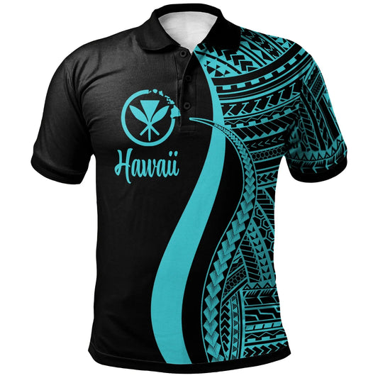 Hawaii  Polo Shirt Turquoise - Polynesian Tentacle Tribal Pattern