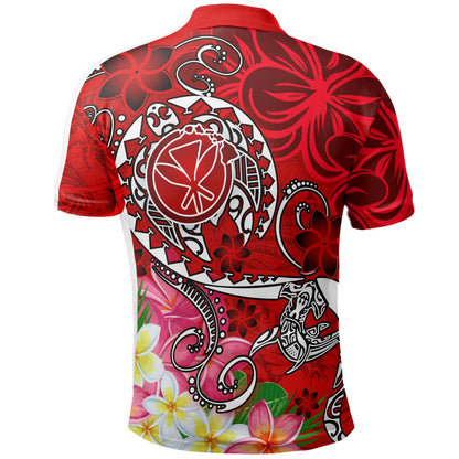 Hawaii Polo Shirt - Turtle Plumeria Polynesian Tattoo Red Color