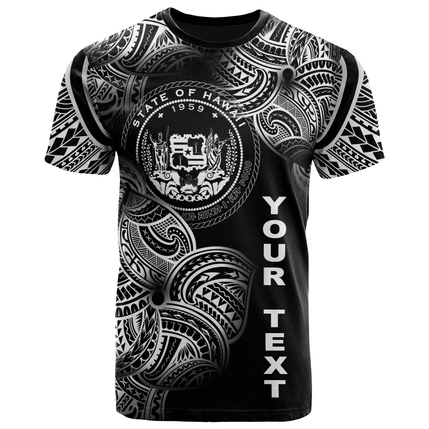 Hawaii Polynesia Custom Personalised T-Shirt - Hawaii Tribal Flower White