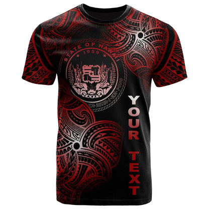 Hawaii Polynesia Custom Personalized T-Shirt - Hawaii Tribal Flower Red
