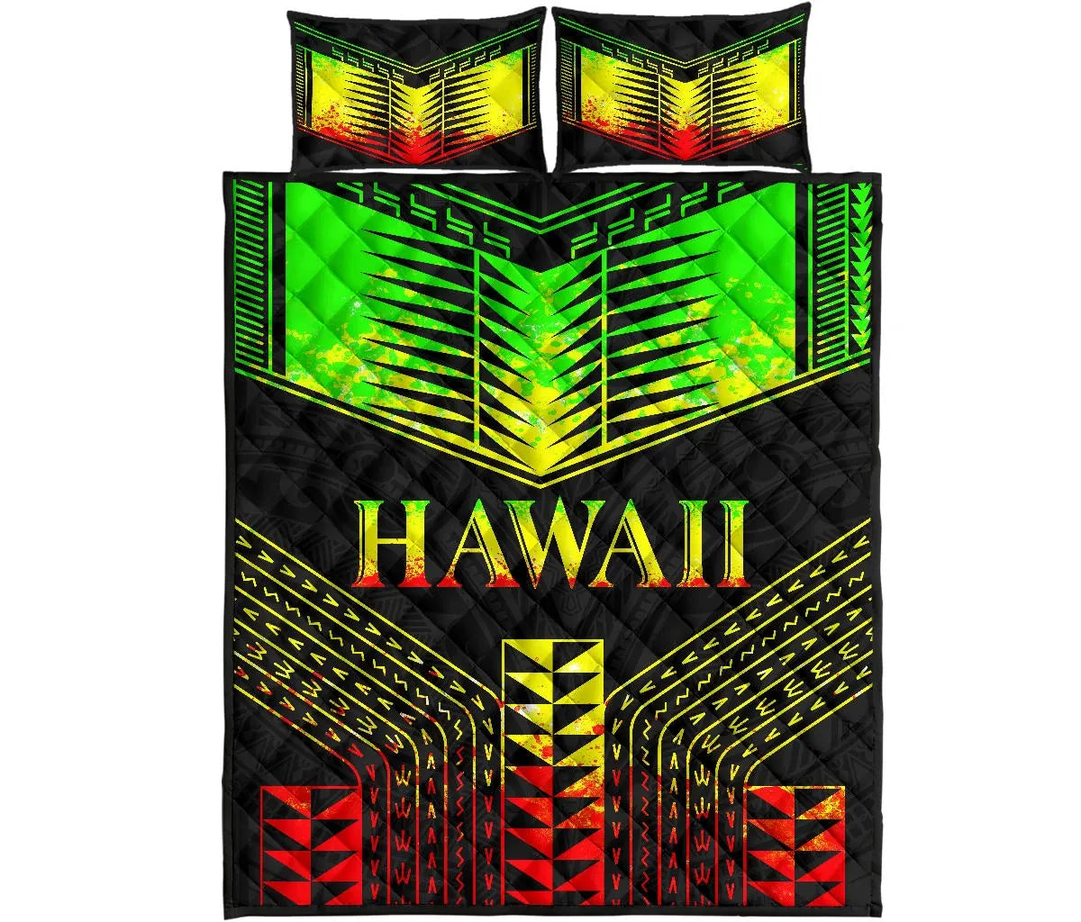 Hawaii Quilt Bed Set - Hawaii Polynesian Tattoo Reggae Style