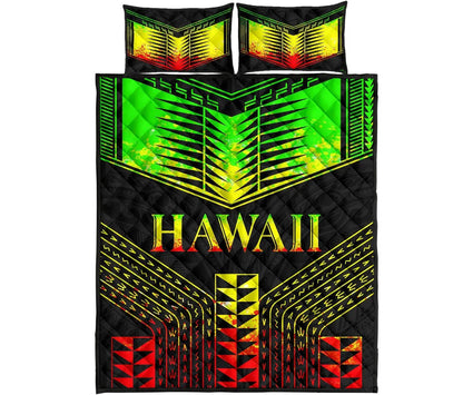 Hawaii Quilt Bed Set - Hawaii Polynesian Tattoo Reggae Style