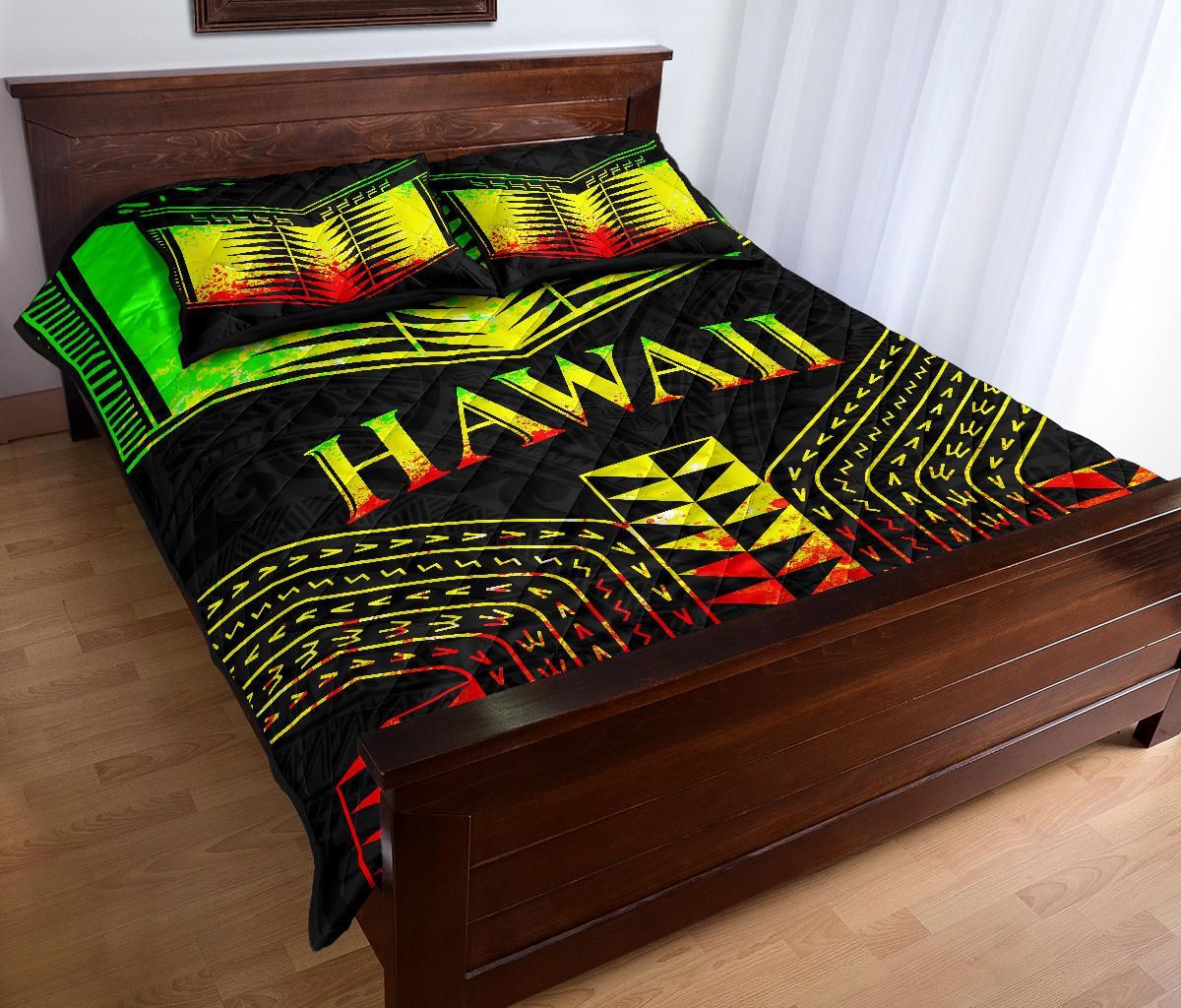 Hawaii Quilt Bed Set - Hawaii Polynesian Tattoo Reggae Style