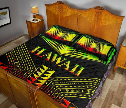 Hawaii Quilt Bed Set - Hawaii Polynesian Tattoo Reggae Style