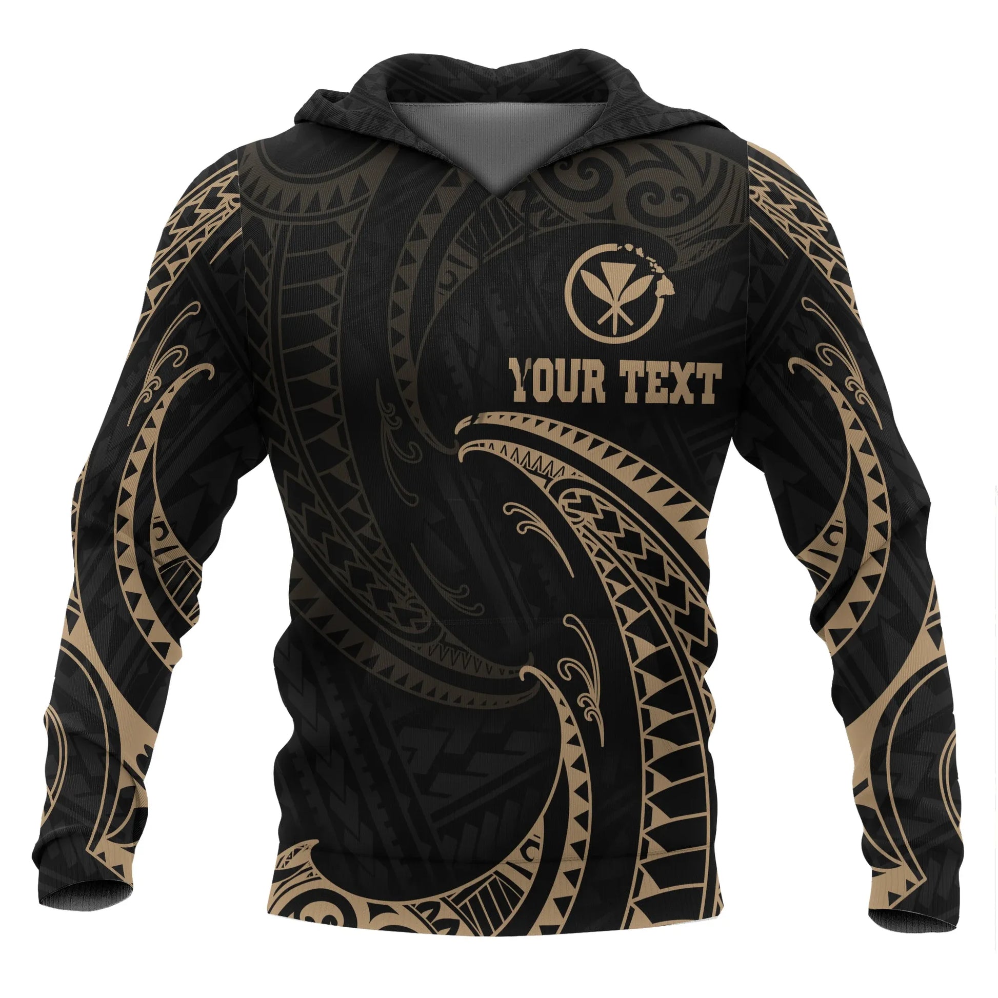 Hawaii Polynesian Custom Personalised Hoodie - Gold Tribal Wave