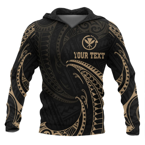 Hawaii Polynesian Custom Personalised Hoodie - Gold Tribal Wave
