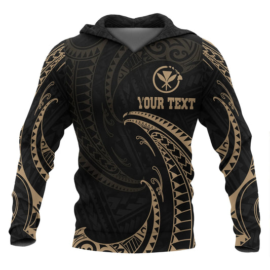 Hawaii Polynesian Custom Personalised Hoodie - Gold Tribal Wave