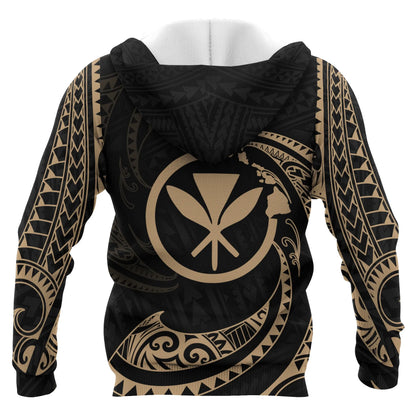 Hawaii Polynesian Custom Personalised Hoodie - Gold Tribal Wave