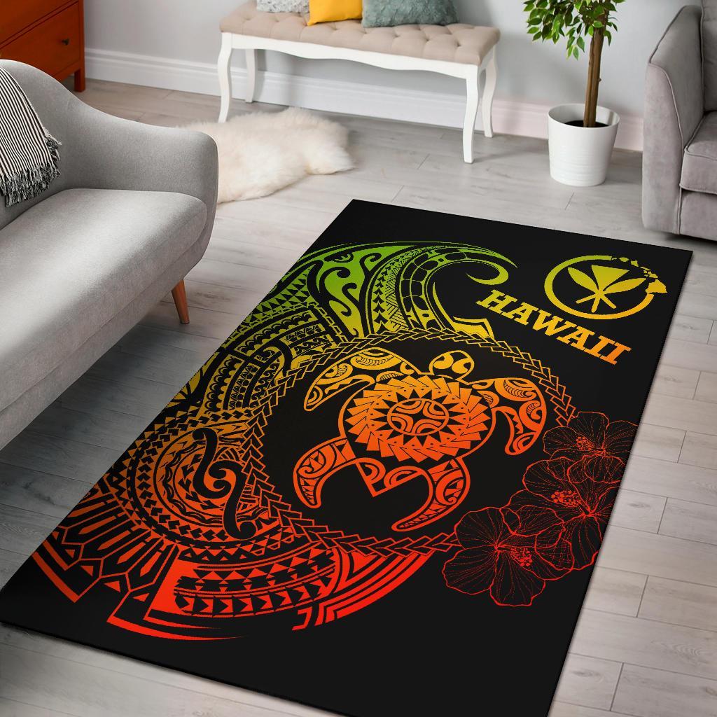 Hawaii Polynesian Area Rug - Vintage Polynesian Turtle (Reggae)
