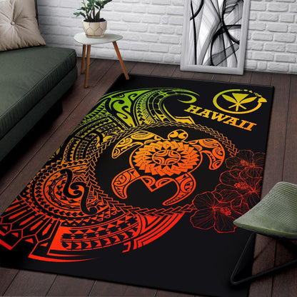 Hawaii Polynesian Area Rug - Vintage Polynesian Turtle (Reggae)