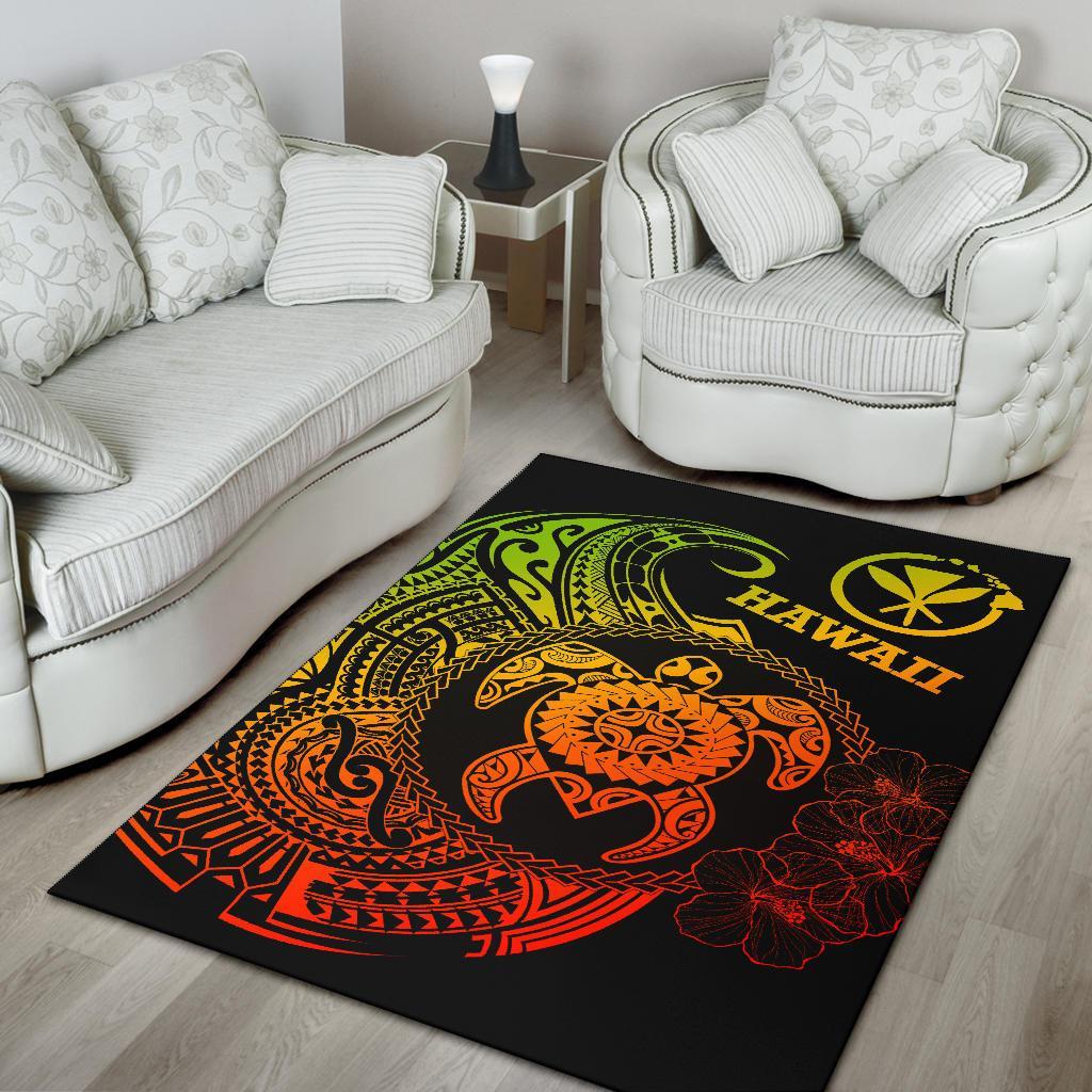 Hawaii Polynesian Area Rug - Vintage Polynesian Turtle (Reggae)