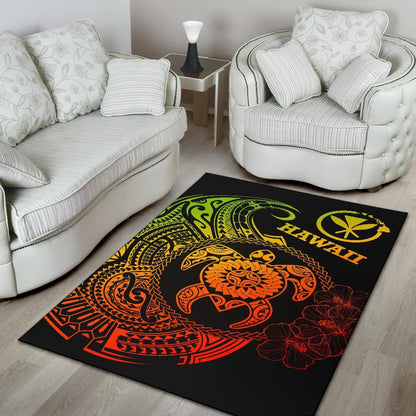 Hawaii Polynesian Area Rug - Vintage Polynesian Turtle (Reggae)