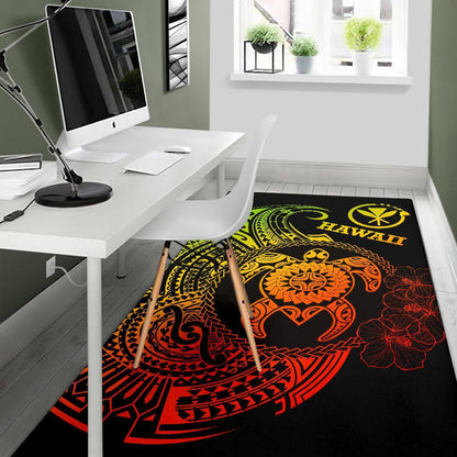 Hawaii Polynesian Area Rug - Vintage Polynesian Turtle (Reggae)