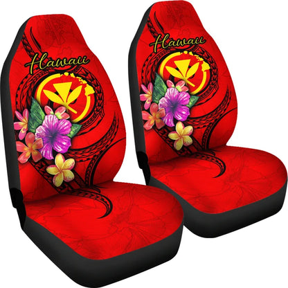 Hawaii Polynesian Car Seat Covers - Floral With Seal Red
