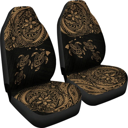 Hawaii Polynesian Car Seat Covers - Gold Sea Turtle Hibiscus Plumeria