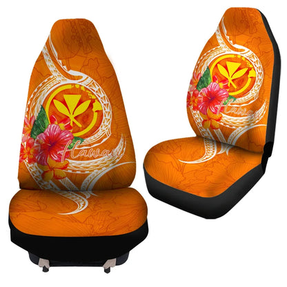 Hawaii Polynesian Car Seat Covers - Orange Floral With Seal