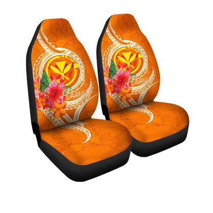 Hawaii Polynesian Car Seat Covers - Orange Floral With Seal