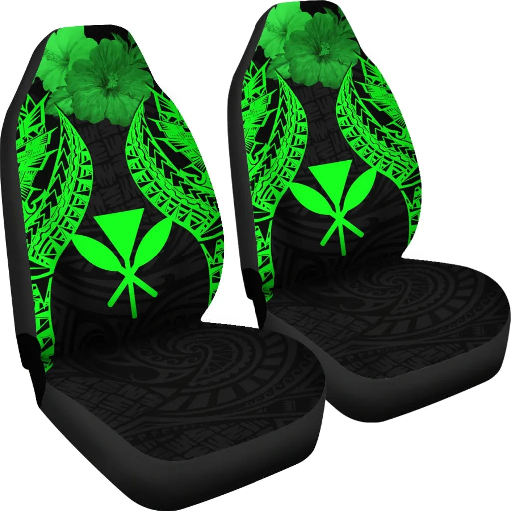 Hawaii Polynesian Car Seat Covers Pride Seal And Hibiscus Green