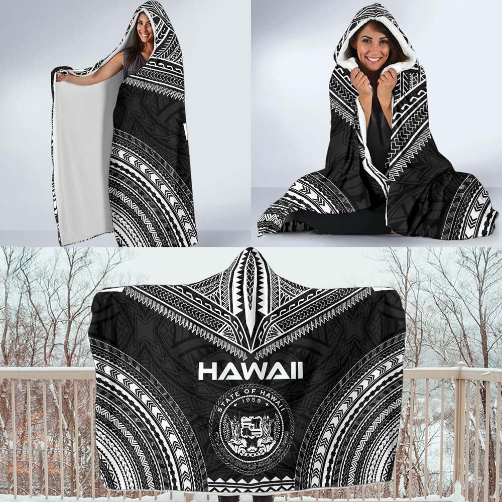Hawaii Polynesian Chief Hooded Blanket - Black Version